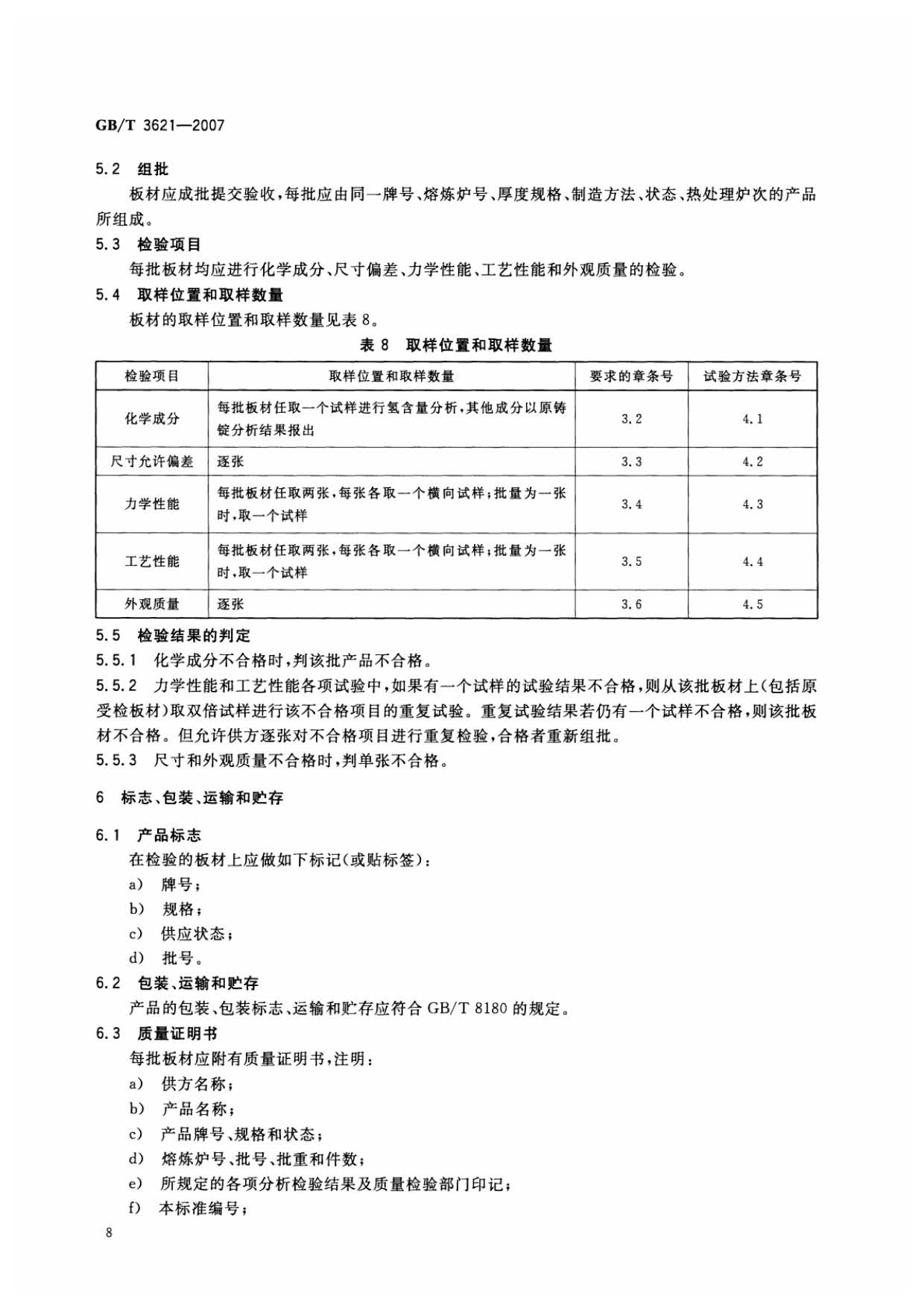 鈦及鈦合金板材國家標(biāo)準(zhǔn) GB/T 3621—2007